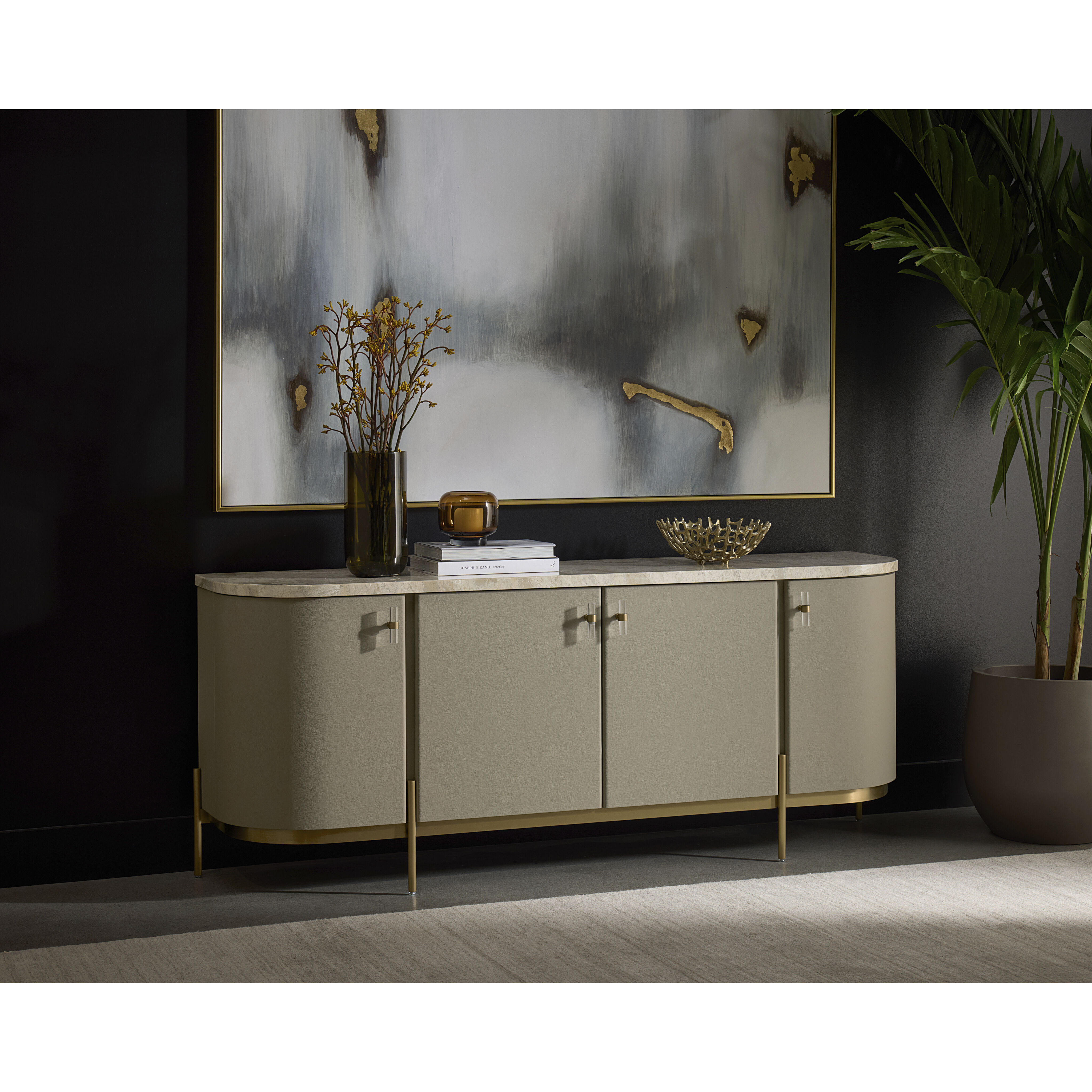 Cataldi 77 X 19.5 inch Cappuccino / Stainless Steel / Brushed Gold Sideboard